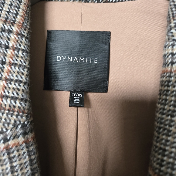 Dynamite Checkered Blazer in Brown and Black - Picture 2 of 3